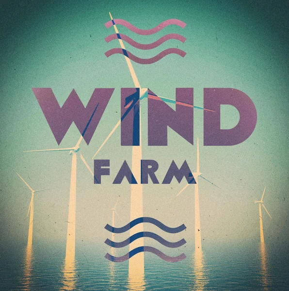 Wind farm grunge vintage poster