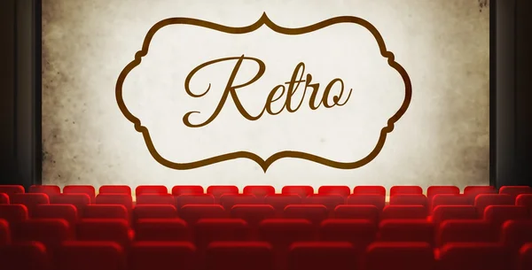 Vintage movie screen in old retro cinema