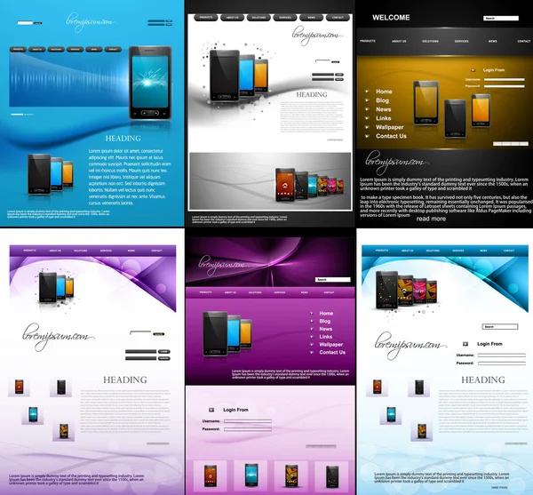 Website template mobile phone presentation collection colorful d