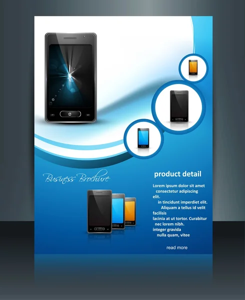 Brochure presentation reflection template mobile phone blue colo