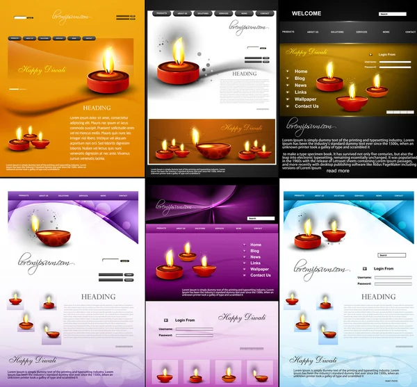 Deepawali diwali diya website template presentation collection