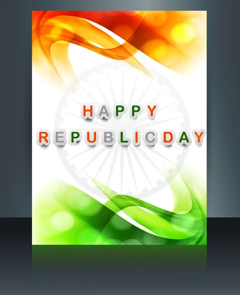 Republic day tricolor brochure template for wave indian flag de
