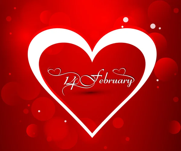 Beautiful Valentine's day card with heart 14 February text vecto