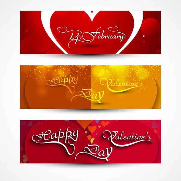 Valentines day greeting card colorful three headers set design v