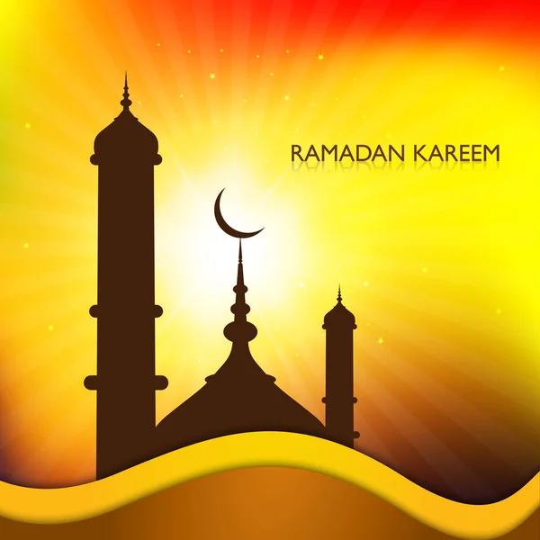 Ramadan Kareem mosque festival for beautiful wave card vector