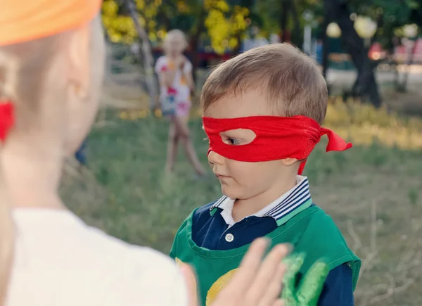 Young boy playing at a kids birthday party