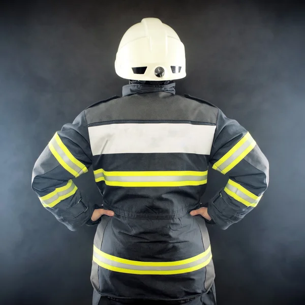Back view of a fireman