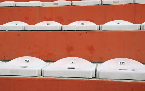 Empty seats in the stands of the stadium after the game football