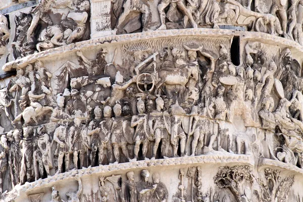 Beautiful high-reliefs sculpted in Trajan\'s column in Rome