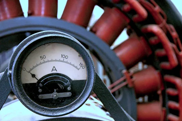 Ammeter in a historic power station to produce electricity