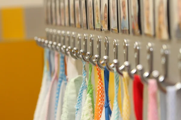 Hooks with colorful towels nursery children