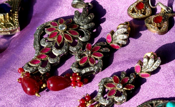 Red stones earrings for sale flea market finds and ancient thing