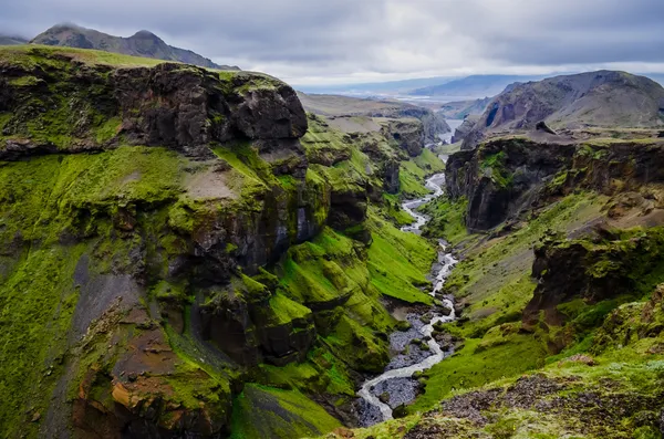 Thorsmork mountains canyon and river, near Skogar, Iceland