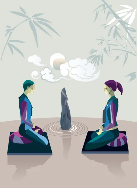 Couple Practicing Zen Meditation