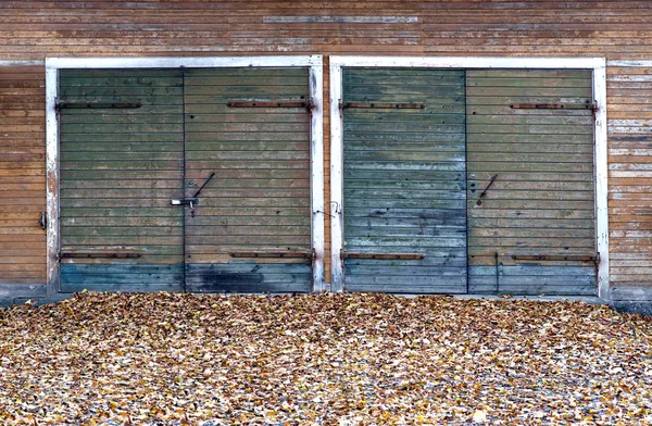 Garage doors in autumn