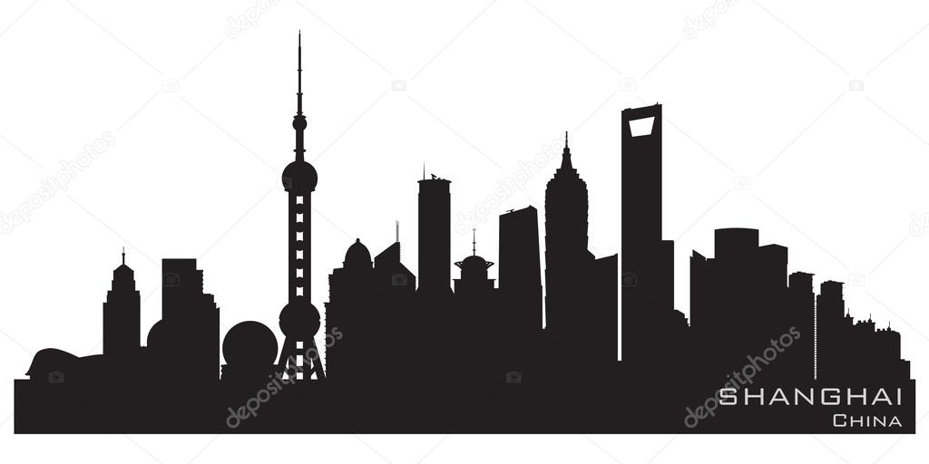 shanghai china city skyline vector silhouette stock shanghai china city skyline vector silhouette stock
