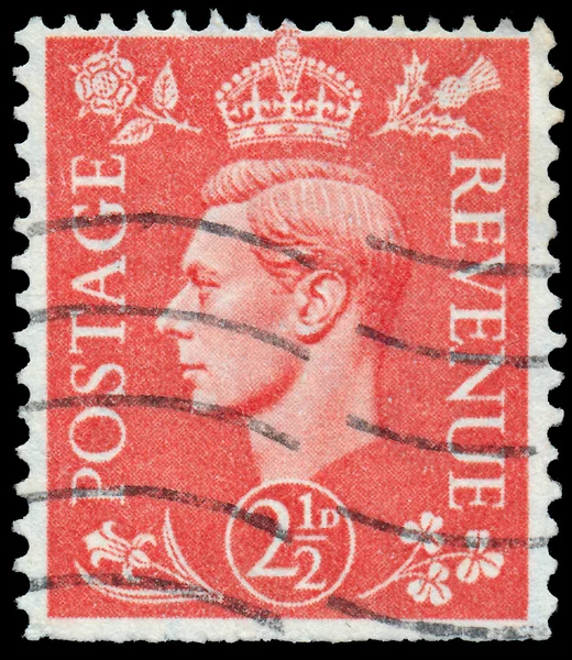 Stamp printed in UK shows image of the George VI