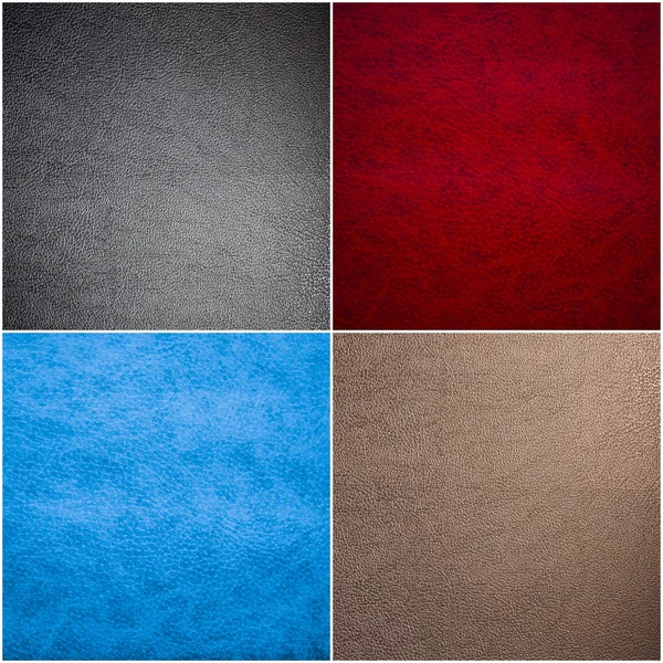 Set of Leather Texture Made From Deer Skin (Red, Blue, Black, Be