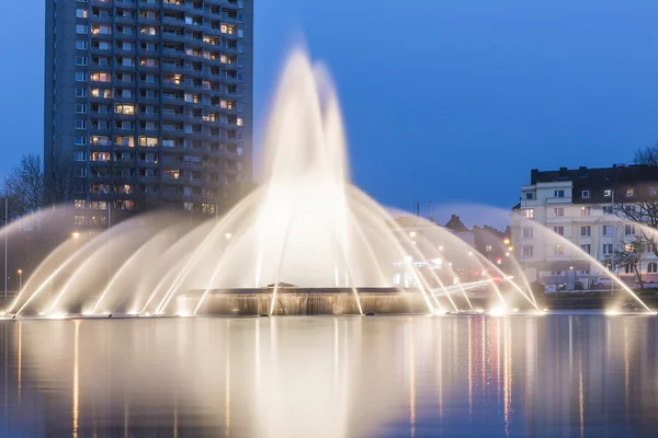 Europaplatz aachen fountain roundabout Europe high-rise fountains water blue hour night