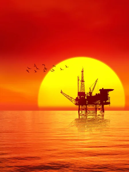 Oil platform in the sunset