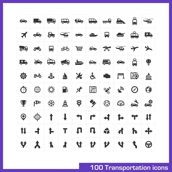 100 transportation icons set.