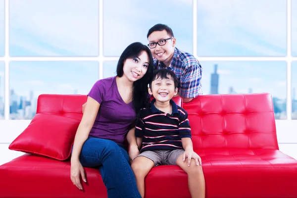 Portrait of happy family smiling