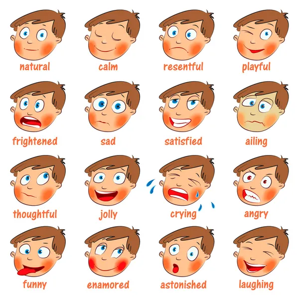 Emotions. Cartoon facial expressions set