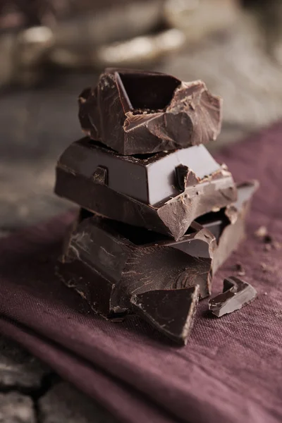 Stack of dark chocolate