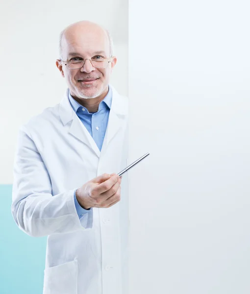 Doctor with sign