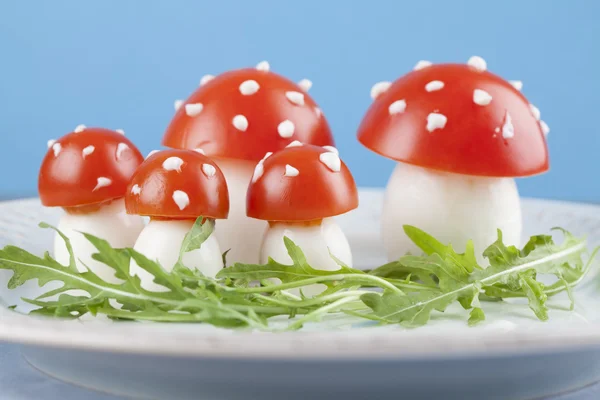 Tomato and egg fly agaric mushrooms