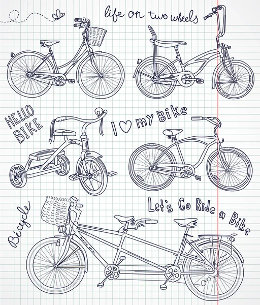 Vintage bicycle set in the notebook