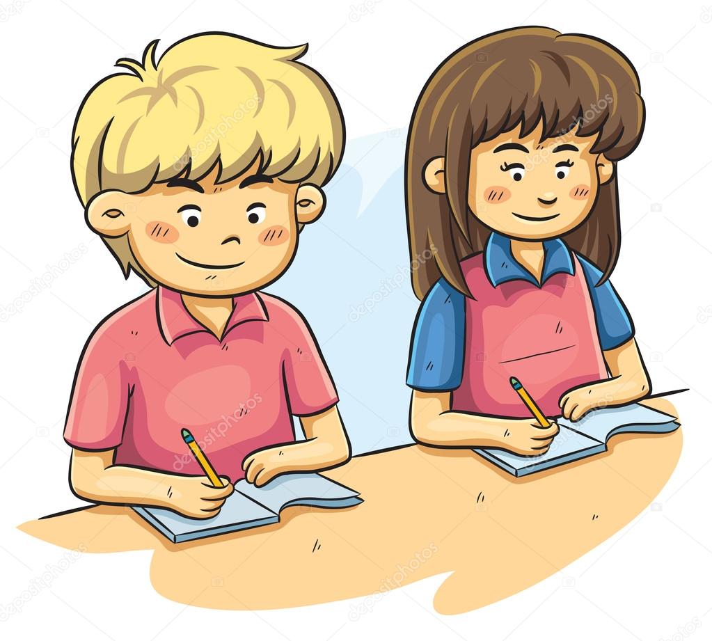 Niños estudiando — Vector de stock © h4nk #14839785