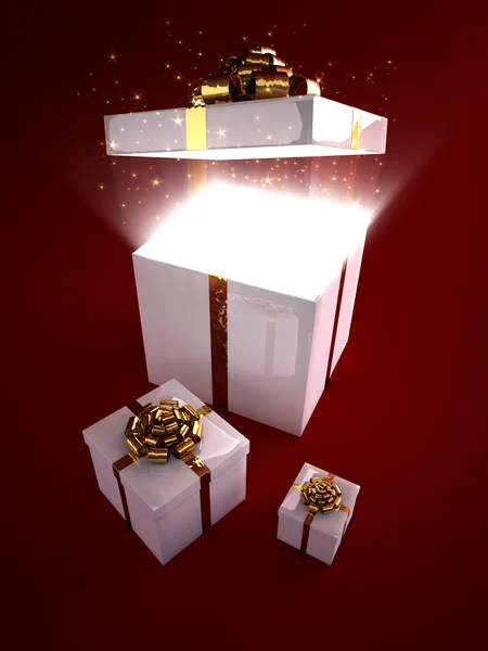 Open gift box with magic inside