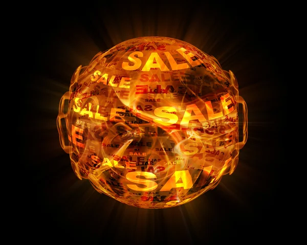 Fire ball with sale text on it