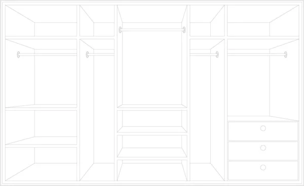 Drawing of a wardrobe. Draft of furniture