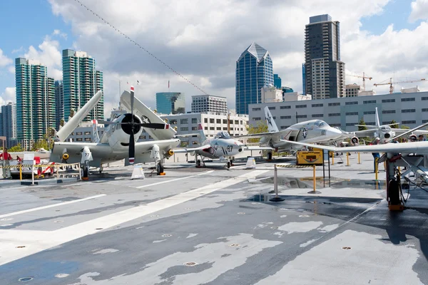 View of San Diego downtown from the Aircraft carrier Midway as a
