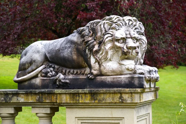 Lion statue at Victoria Buchard Public Gardens castle detail 19t
