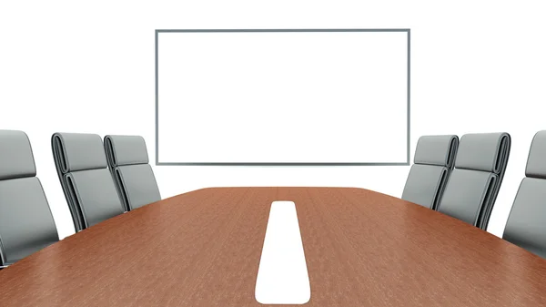 Meeting room with projection screen and conference table