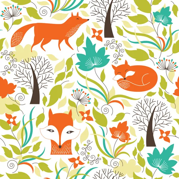 Seamless pattern with a fox
