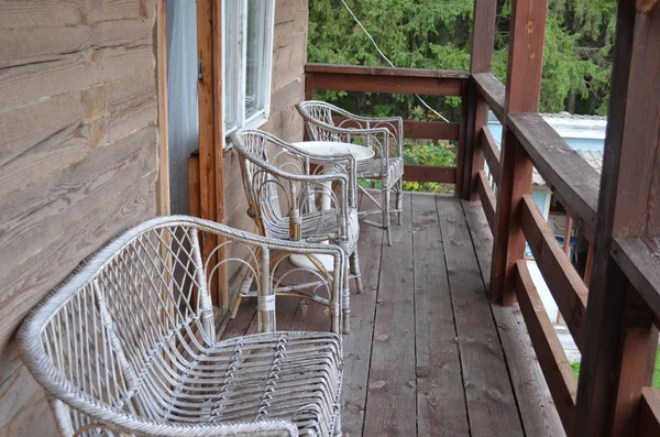 Cottage interior balcony. Country-style.