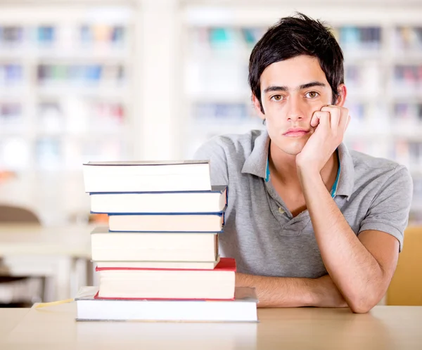 Bored student at the library