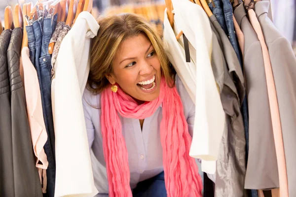 Excited shopping woman