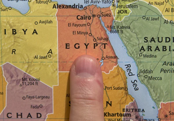 Finger Pointing To Egypt On A Map