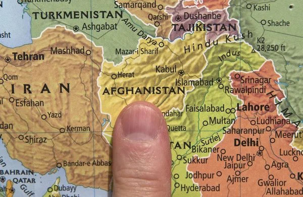 Finger Pointing To Afghanistan On A Map