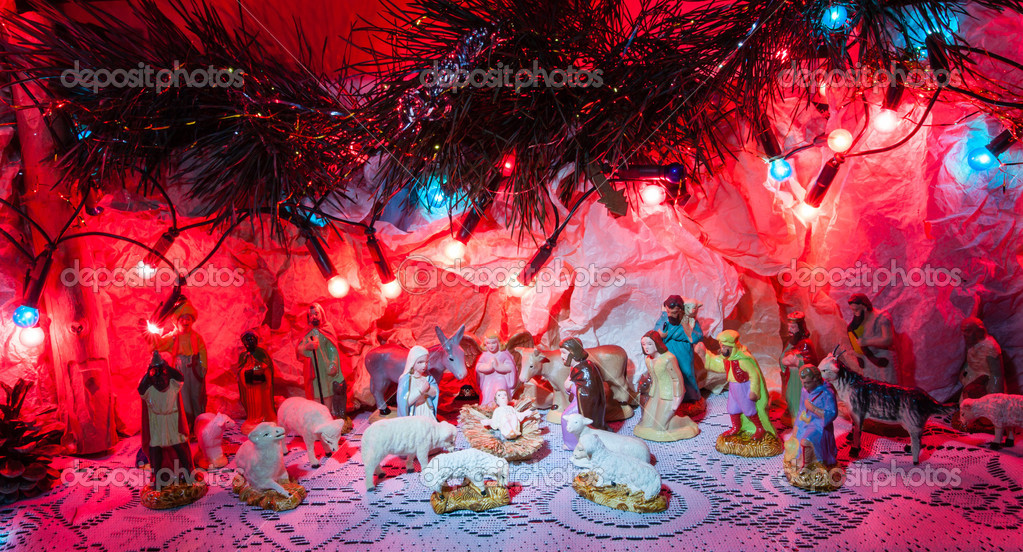 Jesus is born decoration - Christmas scene of Bethlehem religio ...