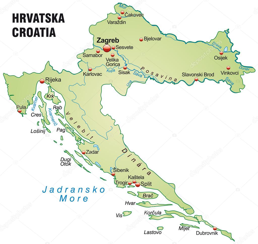 Horvátország Térkép — Stock Vector #39343961