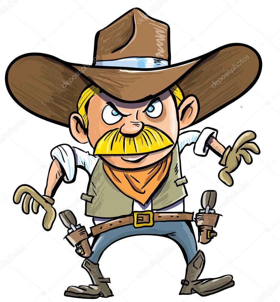 Cute cartoon cowboy with a gun ...