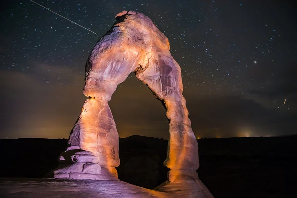 Delicate Arch at Night against Beautiful night sky