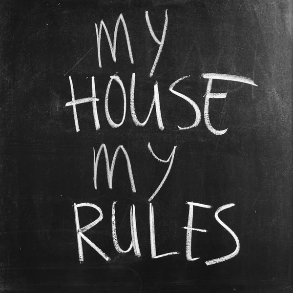 Hand writing My House My Rules on chalkboard