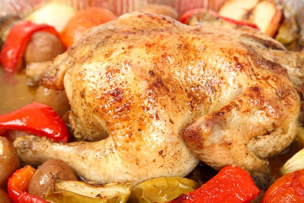 Cooked chicken with vegetables